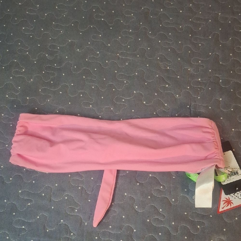 Guess Pink Bandeau swim top with Ties size medium NWT